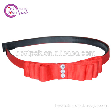Red grosgrain ribbon with shiny diamond hair band
